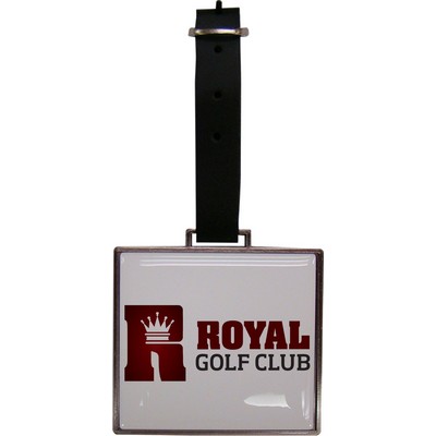 Rectangular Metal Domed Bag Tag