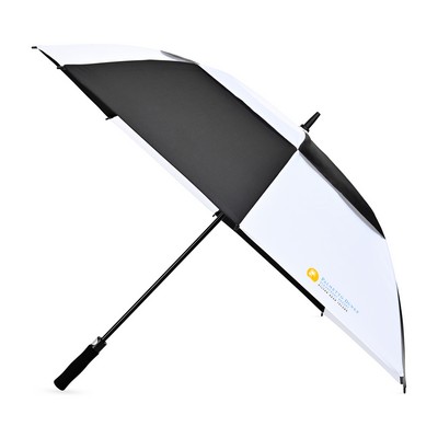 Elements 60" Recycled Auto Open Double Canopy Golf Umbrella - Black-White